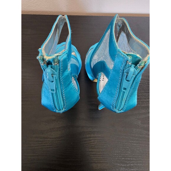 Tony Bowls blue satin high heel open toe pumps women's size 7 - Picture 7 of 12